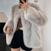 New Autumn and Winter Imitation Fur One-piece Wool Coat Fur Fox Fur one size fits all