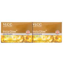 VLCC Insta Glow Gold Bleach 60g X 2 Pack of 2 | Skin Brightening, Facial Hair Reduction, Radiant Complexion