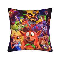 Crashs Bandicoots Cartoon Pillow Covers Merch Printed Cushion Cover Decorative Video Game Pillow Case Cover Bed Multi Size 12x12Inch