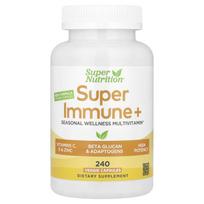 Super Nutrition, Super Immune+ multivitamin, super adaptogen, green vegetables, spices, antioxidants, 240 veggie capsules