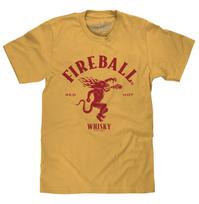 Fireball Whisky Red Hot Dragon Logotipo Vyriški Marškinėliai Garstyčių Geltonumo XXXL