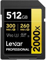 „Professional Lexar 2000x SDXC 512GB“ 10 klasės UHS-II/U3 V90 (LSD2000512G-RNNNG) atminties kortelė