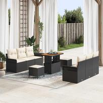 Garden Sofa Set with Cushions 9 pcs Black Poly Rattan
