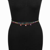 Fashion Dopamine Geometric Colored Flower Rice Beaded Waist Chain for Women Summer Beach Sexy Bikini Expose Waist Body Jewelry