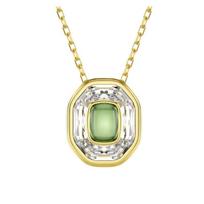 Swarovski Chroma Octagon Design Crystal Gold Plated Necklace Women's Green 5705580 auksas