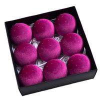 8CM Velvet Christmas Balls Set Of 9 Xmas Tree Ornaments Holiday Party Seasonal Decorations Home Décor Gifts violetinė