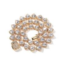THE BLING KING 9mm Heart Baguettecz Bracelet Iced Out Pink Green Heart Cubic Zirconia Link Chain Necklace Hiphop Jewelry 7inch bracelet auksas