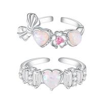 Barbie ring A pair of sweet girlfriend rings, y2k style colorful love bows, personalized niche sweet rings, adjustable index finger rings TX2311141B ruda