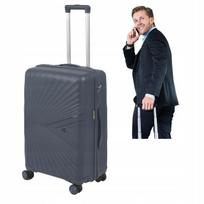 Walizka średnia twarda pp 65x43x27 3,3 kg lekka szara na 4 kółkach