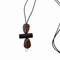 Hollow Heart Wooden Sweater Chain Adjustable Rope Irregular Shape Geometric Pendant Necklace Retro Beads