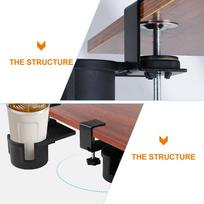 Sturdy Clip-on Cup Holder for Desk Table Side with Integrated Cup Mat Prevents Sliding Rotating Drink Holder Clamp for Office other