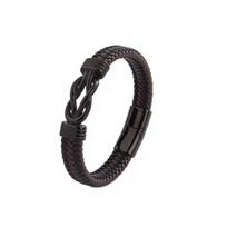 High-Quality PU Men's Figure-Eight Leather Bracelet Multi-Strand Braiding Braided Leather Magnetic Wristband ruda