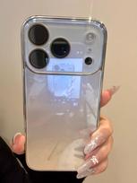 Prabangus grūdinto stiklo kameros apsaugos dėklas iPhone 17 16 15 14 13 12 Pro Max, dengtas rėmelis, smūgiams atsparus kietas galinis dangtelis For iPhone 12 Pro sidabras