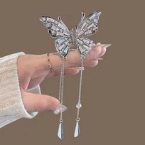 1 Pcs Fashion Sweet Cool Butterfly Wind Chime Transparent Pearl Tassel Hair Claws For Women Girls Party Hair Accessories