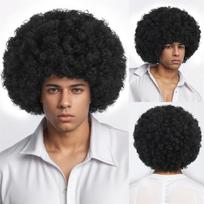 Afro Kinky Garbanotos Sintetinės Perukai Vyrams Natūraliai Rudas Trumpas Bob Perukas Roko Vakarėlis Cosplay Aukštos Temperatūros Pluoštas ruda