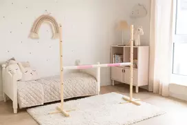 Šuolių kliūtis vaikiška šviesiai rožinė medinė 120 cm