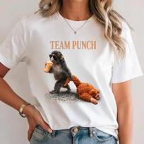 Team Punch Monkey Meme T-Shirt Viral Japanese Macaque Animal Hustle Gift Tee Top M