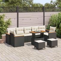 Garden Sofa Set with Cushions 10 pcs Black Poly Rattan