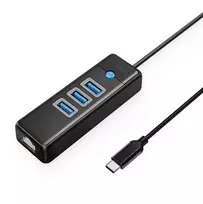 Orico PW3UR25-C3 USB Hub 4-Port 3x USB-A 3.0 1x RJ45 2.5G Ethernet 1.8m - Black