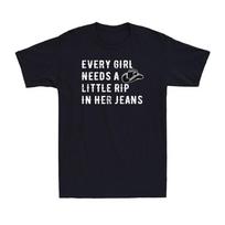 Every Girl Needs A Little Rip In Her Jeans Funny Cowgirl Gift Vintage T-Shirt L