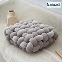 Knot Hand-made Cushion 2025 Square Nordic Aesthetic Stuffed Plush Pillow Washable Cover for Office Chair & Bedside 30x33x12cm pilka