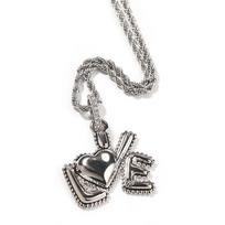 THE BLING KING Luminous Bubble LOVE Heart Pendant Iced Out Bling Cubic Zirconia Fluorescent Pink Blue Necklace Hiphop Jewelry Rope chain&16inch