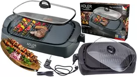 3000W elektrinis grilis, stiklinis dangtelis, 2 šildymo laukai, temperatūros reguliavimas Adler AD 6610
