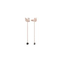 Swarovski Iconic Swan Two Straps Swan Artificial Crystal Earrings Women's Rose Gold Plated 5373164 auksas