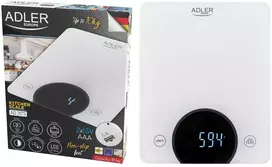 Elektroninės virtuvinės svarstyklės 10 kg, 1 g, LED ekranas, grūdintas stiklas Adler AD 3173