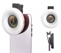 Žiedinė lempa MichaelMarinelli Lampka Pierścieniowa LED + Obiektyw Makro 15x + Klips do Telefonu Smartfona / C125 / Rožinė