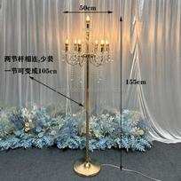 Naujas Atvykimas Aukštas Metalinis Šviečiantis Vestuvių Žvakidė Aukštos Kokybės LED Kelio Žibintų Stovas Vestuvių Scenos Fono Dekoracijos Ornamentai (Gold,6+1 head 50*155cm) auksas