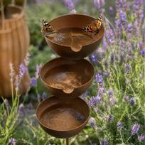 3-Layer Bird Bee Watering Station Cup with Metal Stake Iron Water Bowls Garden Stake for Outdoors Gardens Patio Yard Lawn Decor China Mainland
