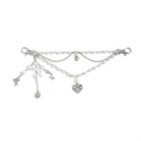 Sweet Imitation Pearl Accessories Heart Multi-layer Design Acrylic Bag Chain Trendy Metal Material Beaded Keychain sidabras