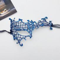 Elegant Lace Eye Mask With Gold Silver Colors For Halloween And Cosplay Events Blue