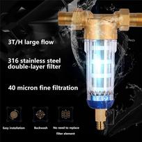 T02C!Pre Filter Purifier Whole House Spin Down Sediment Water Filter Central Prefilter System Backwash Stainless Steel Mesh NONE