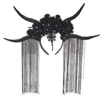 Day Of the Dead Headband Antelope Headband Devil Horns Headband Goth Tassel Headband Halloween Demon Horn Goth Headpiece