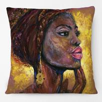 Afrikiečių juodaodės moters grožio ponios portreto tapyba Pagalvės užvalkalai Pagalvės užvalkalas Sofai Peach skin 18*18(CM)-1Pcs