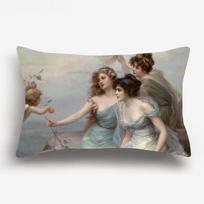 Trys Grace'ės. Autorius Edouard Bisson. Grožio portretas. Pagalvės užvalkalas. Europos tapyba. Dekoratyvinės pagalvės sofai. Peach skin 18*18(CM)-1Pcs