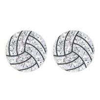 Acrylic Sparkling Ball Stud Earrings Soccer Rugby Volleyball Tennis Baseball Acrylic Ball Ear Studs Basketball Football