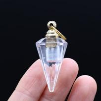 1vnt natūralaus akmens šešiakampio kūgio formos pakabukas, Reiki gydomasis krištolo pakabukas kvepalų buteliuko pakabukai, skirti pasidaryk pats papuošalų priedams 19x43 mm 19x43mm balta