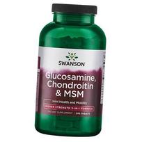 Didelės koncentracijos gliukozaminas, chondroitinas ir MSM, Glucosamine Chondroitin & MSM Higher Strength, Swanson  240 tabl. (03280001) 240tab