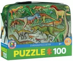Eurographics Dinozaurų 100 dalių dėlionė pietų dėžutėje – vaikams nuo 10 m.