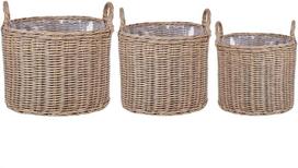 Beliani 3 krepšelių gėlėms rinkinys PENDULA 33/37/45 cm natūralus technorotangas