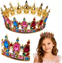 Lean Toys Princesės Karalienės Metalinė Karūna Spalvoti Kristalai Aukso 12,5 cm