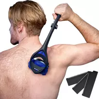 BakBlade nugaros plaukų skustuvė vyrams su 58 cm ergonomiška rankena, keičiamomis galvutėmis, Stealth 3.0