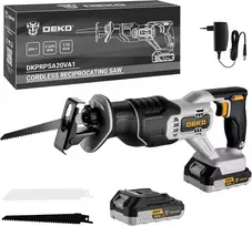 Grandininis pjūklas DEKOPRO akumuliatorinis siaurapjūklis 20 V, 3200 SPM, 2 Ah akumuliatorius, LED, DKPRPSA20VA1-K1GS-GYAZ