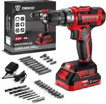 DEKOPRO akumuliatorinio gręžtuvo-suktuvo rinkinys 20 V, 1,5 Ah, 40 Nm, su priedais, DKCD20XL02R-AZ01-EUGS