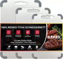 Bafeil nerūdijančio plieno pjaustymo lentelė, 1,5 mm, su silikonine kraštine, 3 dalių rinkinys