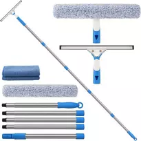 Mitclear langų valymo rinkinys, silikoninė 35 cm šluotelė, teleskopinė 196 cm rankena, mikropluošto šluostės