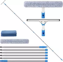 Mitclear langų valymo rinkinys su teleskopine 465 cm rankena, mikropluošto šluoste ir silikonine 35 cm mentele
